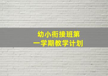 幼小衔接班第一学期教学计划