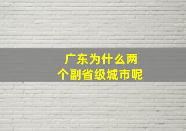 广东为什么两个副省级城市呢