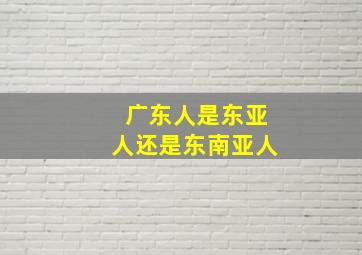 广东人是东亚人还是东南亚人