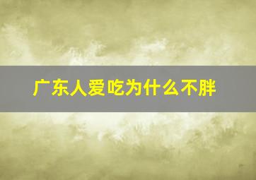 广东人爱吃为什么不胖