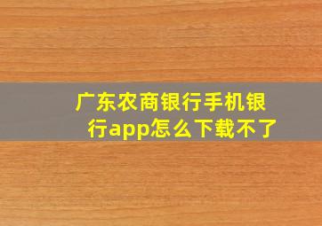 广东农商银行手机银行app怎么下载不了