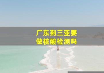 广东到三亚要做核酸检测吗