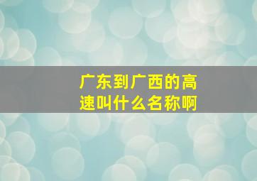 广东到广西的高速叫什么名称啊