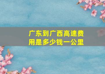 广东到广西高速费用是多少钱一公里