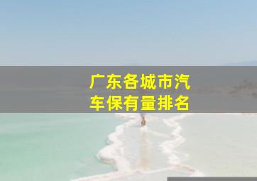 广东各城市汽车保有量排名