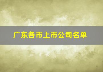 广东各市上市公司名单