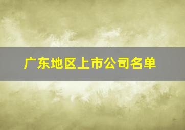 广东地区上市公司名单