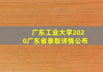 广东工业大学2020广东省录取详情公布