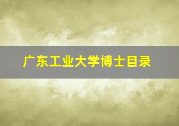 广东工业大学博士目录