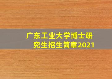 广东工业大学博士研究生招生简章2021