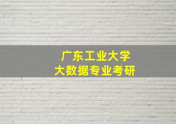 广东工业大学大数据专业考研