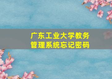 广东工业大学教务管理系统忘记密码