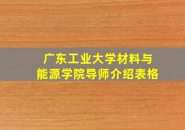 广东工业大学材料与能源学院导师介绍表格