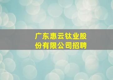 广东惠云钛业股份有限公司招聘