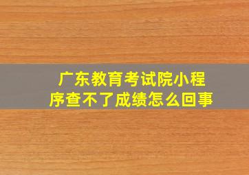 广东教育考试院小程序查不了成绩怎么回事