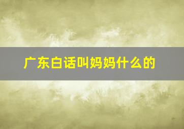 广东白话叫妈妈什么的