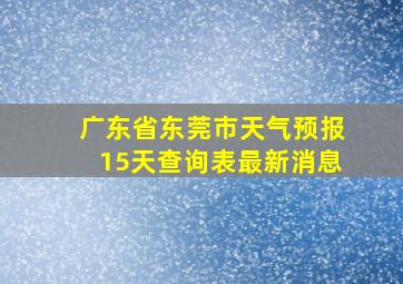 广东省东莞市天气预报15天查询表最新消息