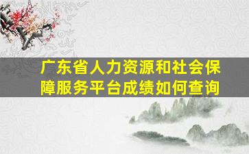 广东省人力资源和社会保障服务平台成绩如何查询