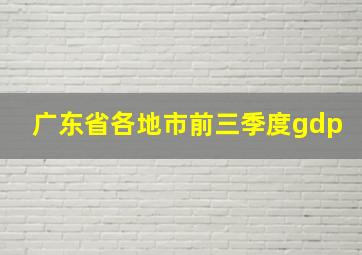 广东省各地市前三季度gdp