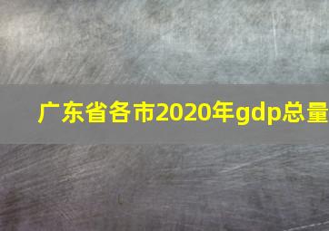 广东省各市2020年gdp总量