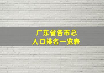 广东省各市总人口排名一览表