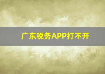 广东税务APP打不开