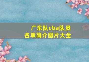 广东队cba队员名单简介图片大全