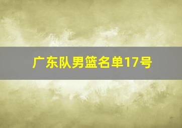 广东队男篮名单17号