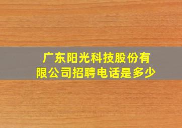 广东阳光科技股份有限公司招聘电话是多少