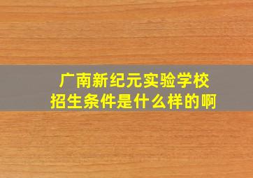 广南新纪元实验学校招生条件是什么样的啊