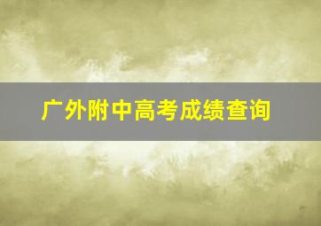 广外附中高考成绩查询