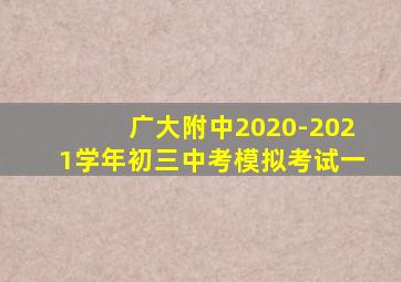 广大附中2020-2021学年初三中考模拟考试一