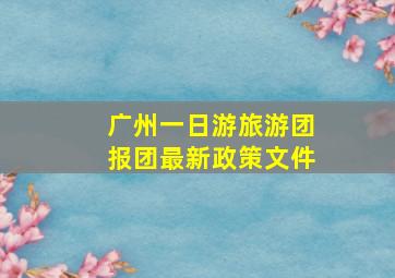 广州一日游旅游团报团最新政策文件