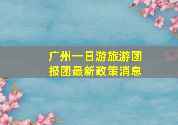 广州一日游旅游团报团最新政策消息