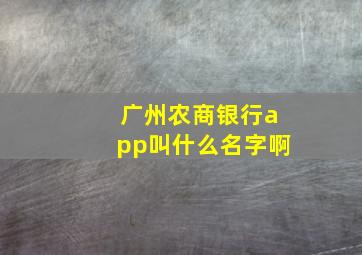 广州农商银行app叫什么名字啊