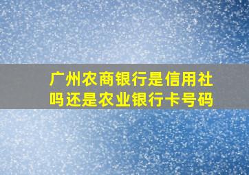 广州农商银行是信用社吗还是农业银行卡号码