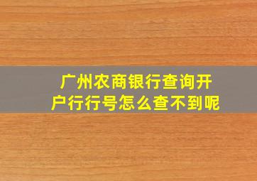 广州农商银行查询开户行行号怎么查不到呢