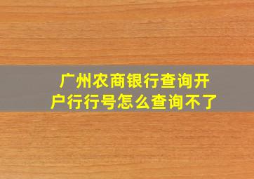 广州农商银行查询开户行行号怎么查询不了