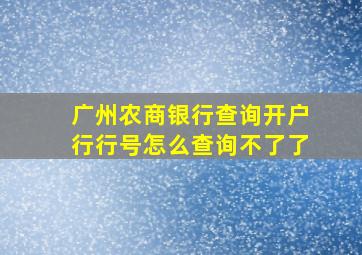 广州农商银行查询开户行行号怎么查询不了了