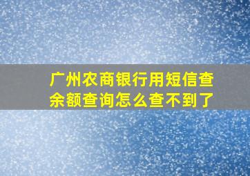 广州农商银行用短信查余额查询怎么查不到了