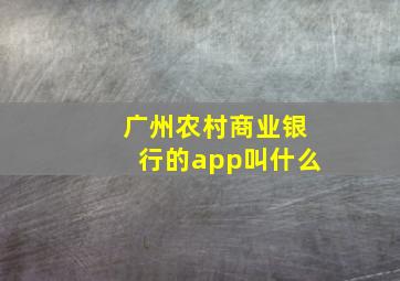 广州农村商业银行的app叫什么