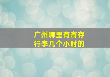 广州哪里有寄存行李几个小时的