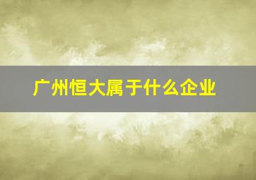 广州恒大属于什么企业