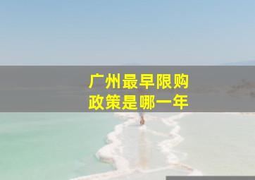 广州最早限购政策是哪一年