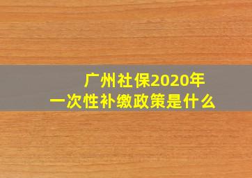 广州社保2020年一次性补缴政策是什么