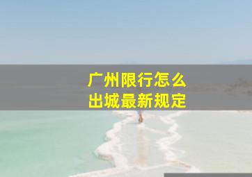 广州限行怎么出城最新规定