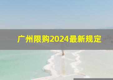 广州限购2024最新规定