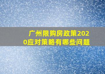 广州限购房政策2020应对策略有哪些问题