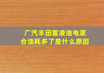 广汽丰田雷凌油电混合油耗多了是什么原因