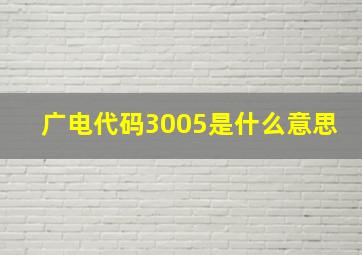 广电代码3005是什么意思